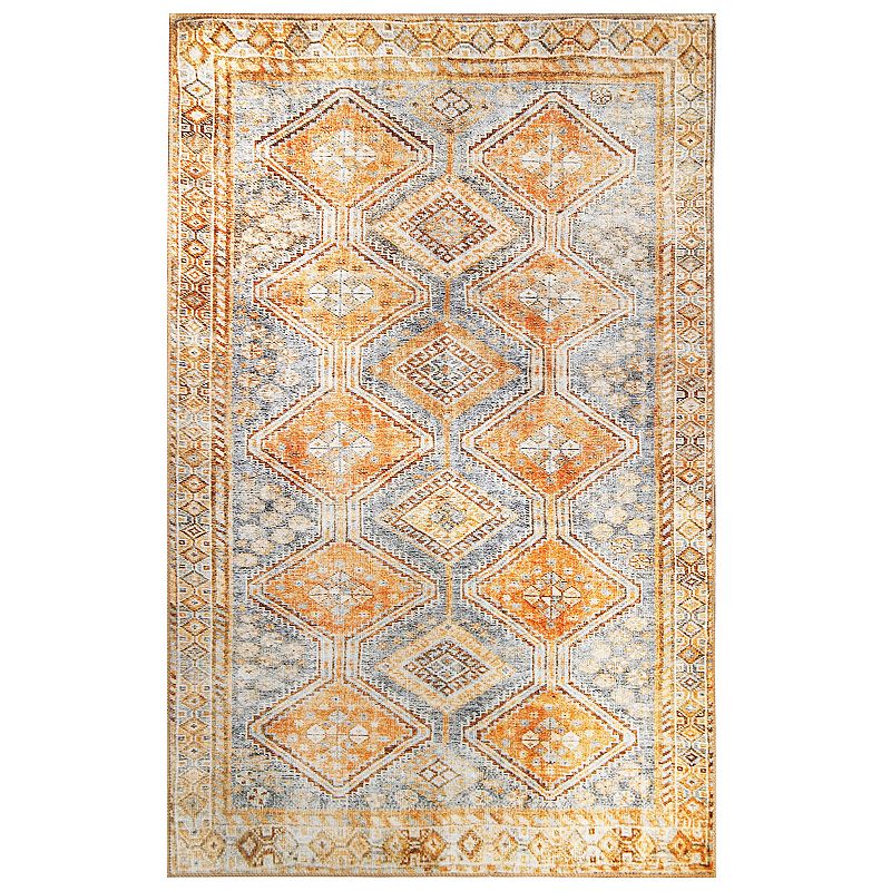 SUPERIOR Pershing Boho Geometric Diamonds Indoor Area Rug, Yellow, 3X5 Ft