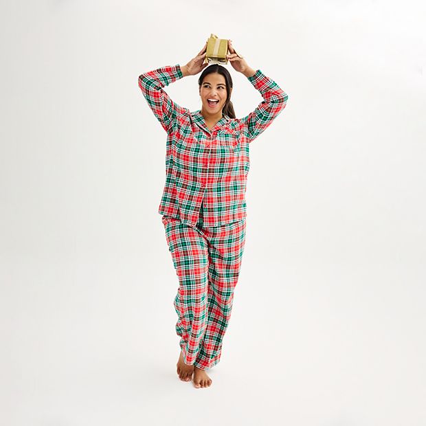 Women's Jammies For Your Families Plaid Flannel Sleep Top & Bottoms Pajama  Set