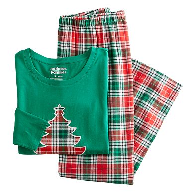 Women's Tall Jammies For Your Families® Merry & Bright Tree Open Hem Top & Bottom Pajama Set