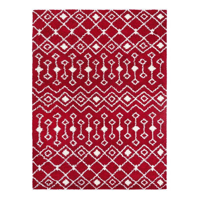 Unique Loom Meknes Moroccan Trellis Shag Rug, Red, 11X14 Ft