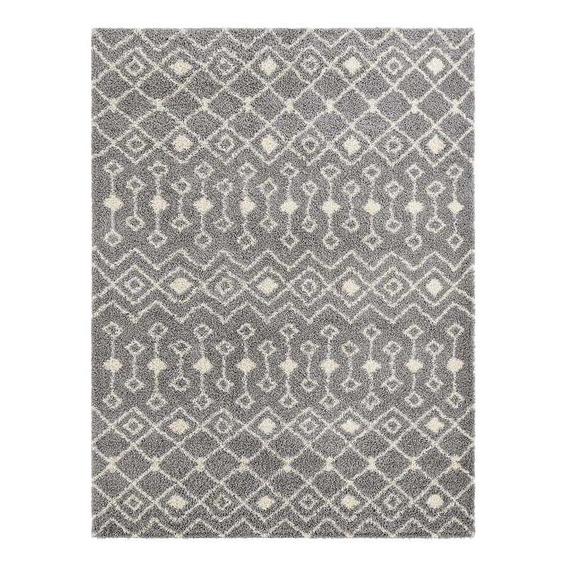 Unique Loom Meknes Moroccan Trellis Shag Rug, Grey, 3X16.5Ft
