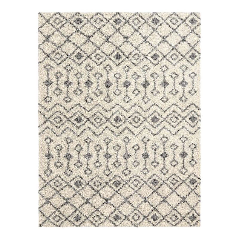 Unique Loom Meknes Moroccan Trellis Shag Rug, White, 11X14 Ft