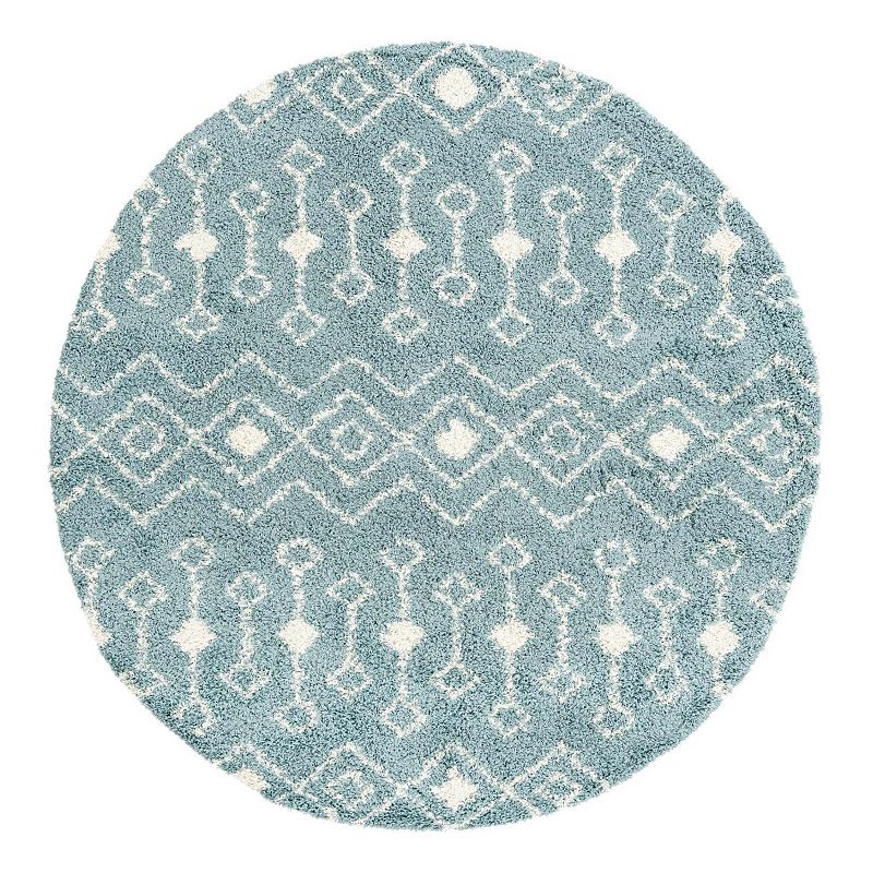 Unique Loom Meknes Moroccan Trellis Shag Rug, Blue, 3X16.5Ft