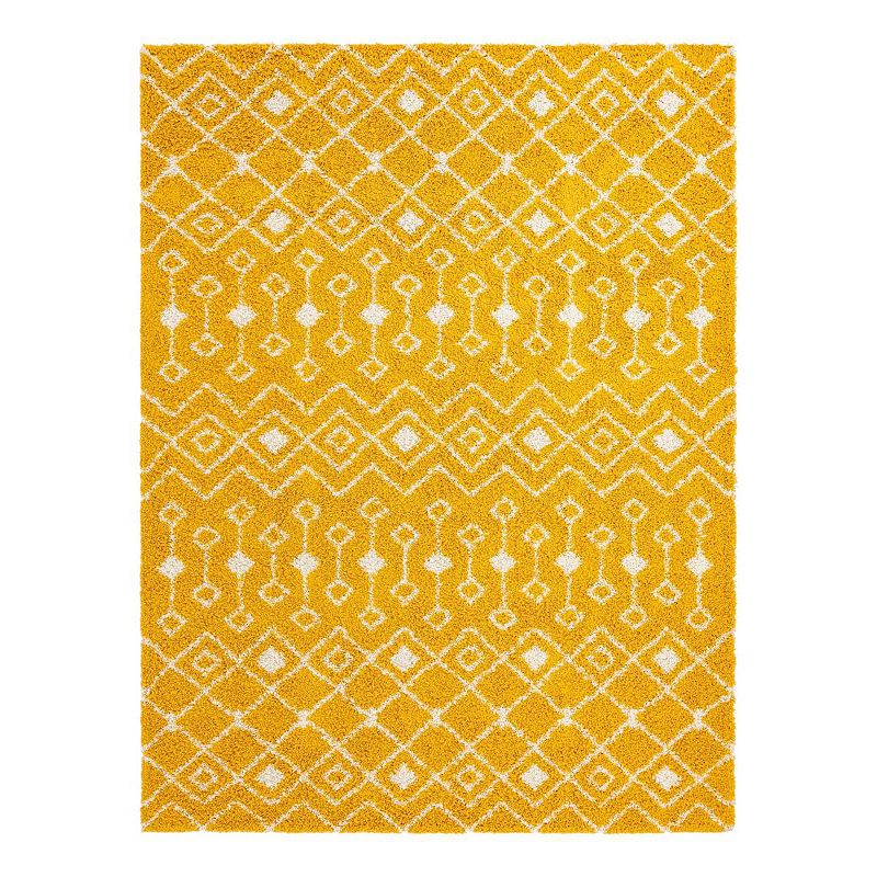 Unique Loom Meknes Moroccan Trellis Shag Rug, Yellow, 11X14 Ft