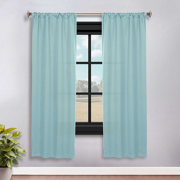 SUPERIOR Solid 2-Piece Room Darkening Rod Pocket Curtain Set - Green Lily (36X63)