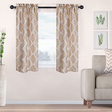 Superior Embroidered Venetian Semi-Sheer Rod Pocket Curtain Set