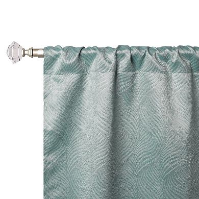 SUPERIOR Wave Geometric Washable Room Darkening Rod Pocket Blackout Curtains, Set of 2