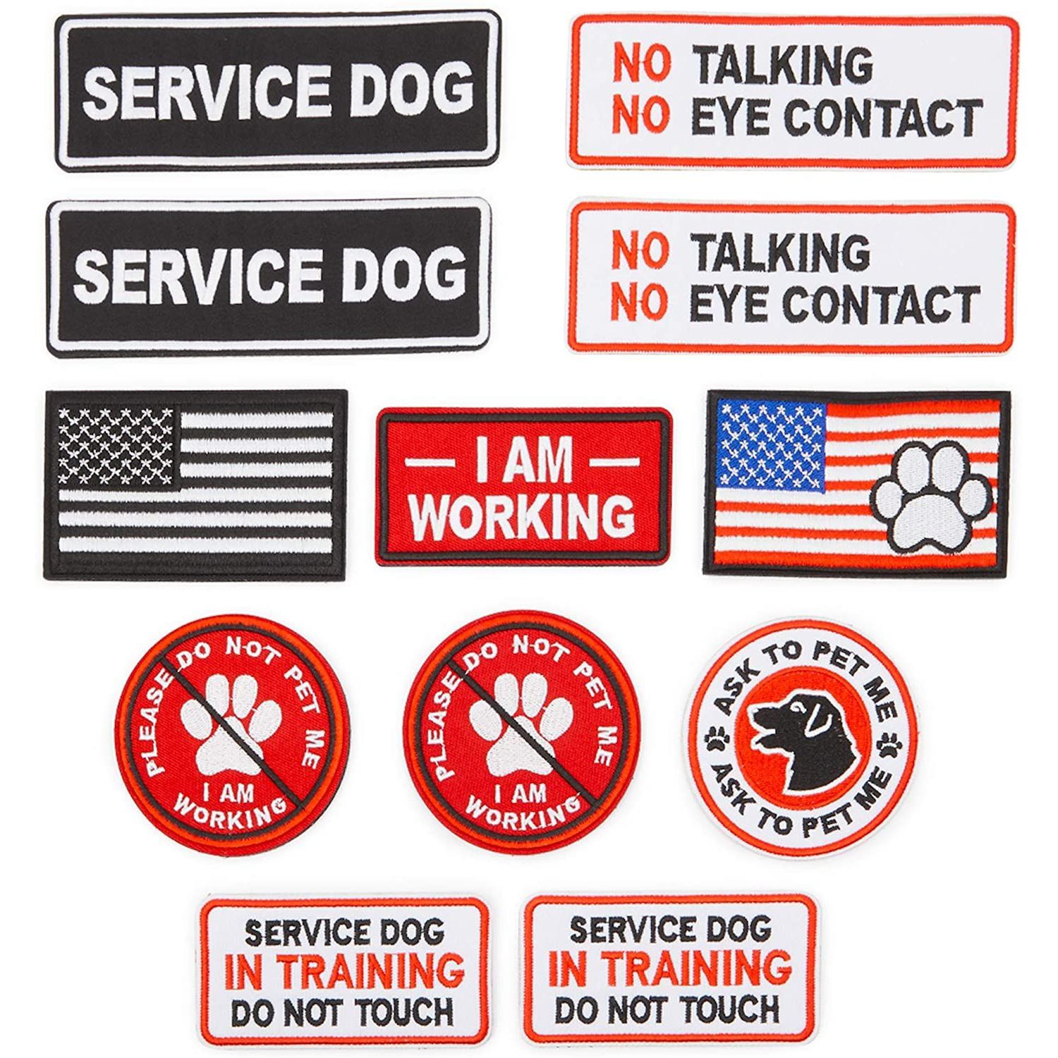 Service Dog Vest Patches, Ask to Pet Patch Set in 3 Designs (6