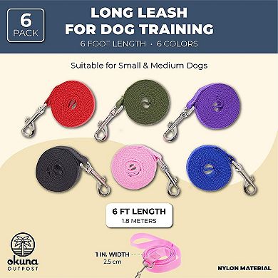 Long Leash for Dog Training (6 Feet, 6 Pack)