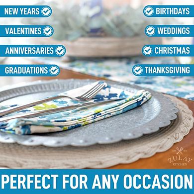 Zulay Kitchen Round Placemats Set of 6 - Braided Round Place Mats & Anti-Skid Placemat