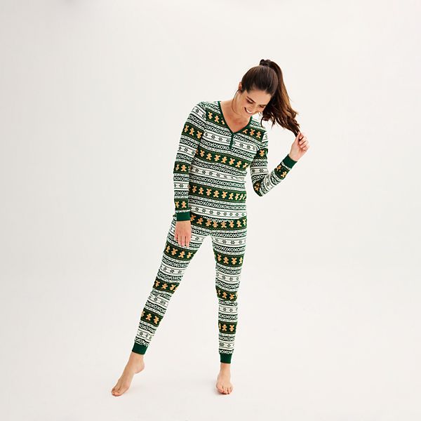 Women's Jammies For Your Families Skating Flamingos Sleep Top & Bottoms  Pajama Set