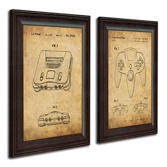 Personal-Prints Nintendo Video Game Patent 2 pc Framed Wall Art Set
