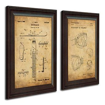 Personal-Prints Snowboard Patent 2 pc Framed Wall Art Set
