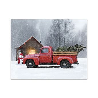Personal-Prints Season of Joy Red Truck Wood Wall Art