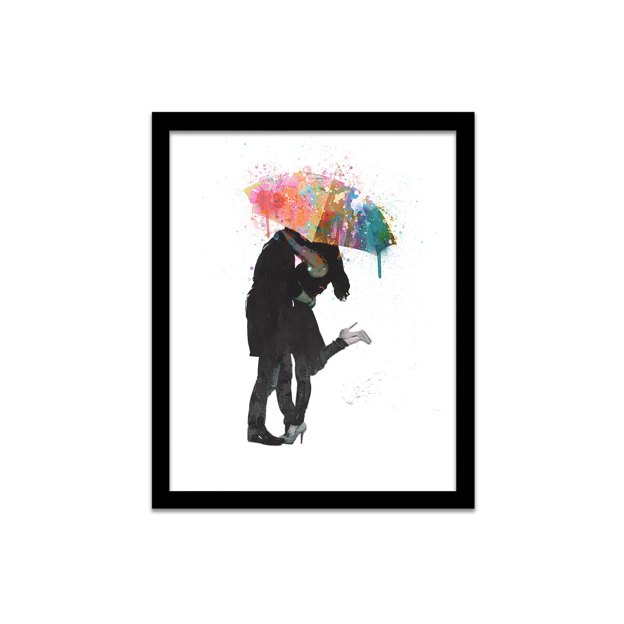 Personal-Prints Kissing In The Rain Framed Wall Art, Multi