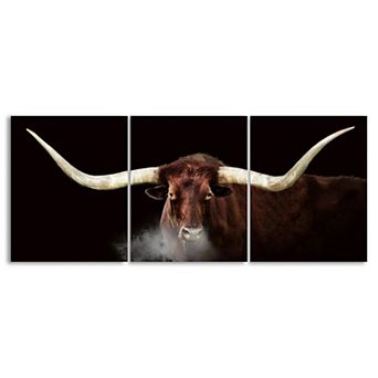 Personal-Prints Winter Longhorn Triptych Wood Wall Art 3 pc Set