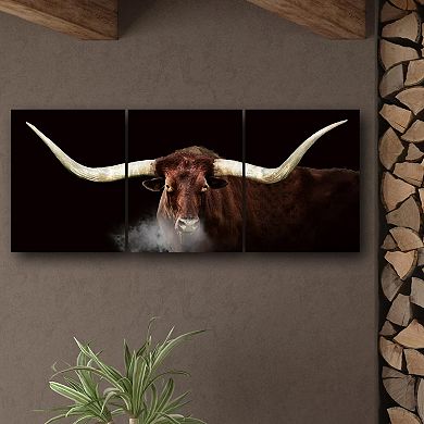 Personal-Prints Winter Longhorn Triptych Wood Wall Art 3-piece Set