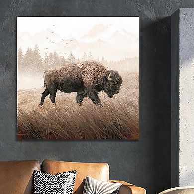 Personal-Prints Lone Buffalo Canvas Wall Art