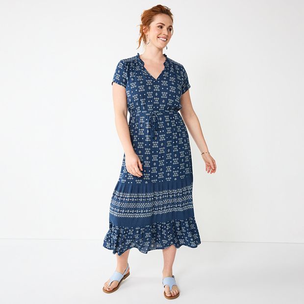 chinese dress ladies Light Blue Woven Textured Flutter Sleeve V-Neck Tiered Maxi Dress –  PinkBlush main image 0
