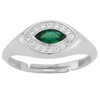 Sunkissed Sterling Sterling Silver Green & Clear Cubic Zirconia Eye Ring