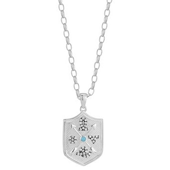 Sunkissed Sterling Sterling Silver Cubic Zirconia Simulated Turquoise Love Shield Pendant Necklace