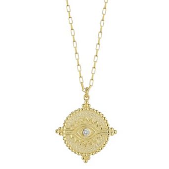 Sunkissed Sterling Sterling Silver Cubic Zirconia Eye Medallion Pendant Necklace
