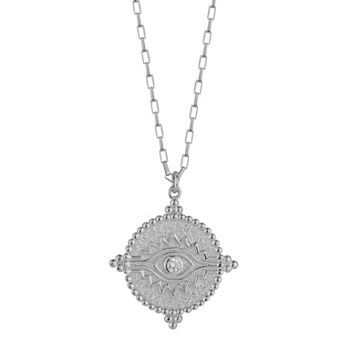 Sunkissed Sterling Sterling Silver Cubic Zirconia Eye Medallion Pendant Necklace