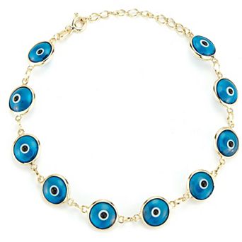 Sunkissed Sterling Sterling Silver Evil Eye Station Bracelet