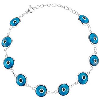 Sunkissed Sterling Sterling Silver Evil Eye Station Bracelet