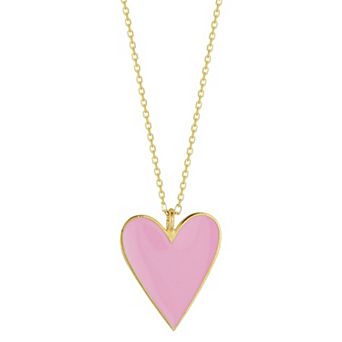 Sunkissed Sterling 14k Gold Over Silver Enameled Heart Pendant Necklace