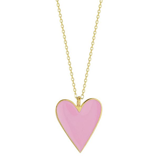 Sunkissed Sterling 14k Gold Over Silver Enameled Heart Pendant Necklace