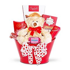 Valentine's Day Gift Arrangement Teddy Bear Baskets, Flowers  Candy/Chocolates