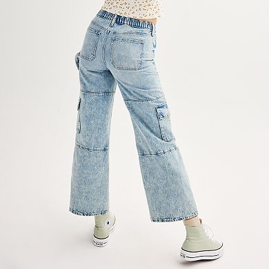 Juniors' SO® High Rise Wide Leg Cargo Jean