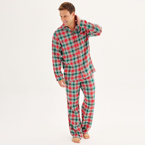 Men's Jammies For Your Families® Merry & Bright Plaid Flannel Notch Top