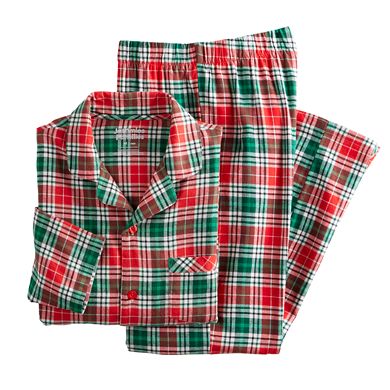 Men's Jammies For Your Families® Merry & Bright Plaid Flannel Notch Top & Bottom Pajama Set