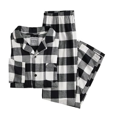 Men's Jammies For Your Families® Buffalo Plaid Flannel Notch Top & Bottom Pajama Set
