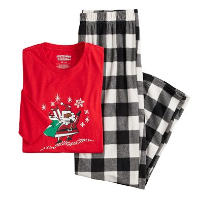 Men's Jammies For Your Families® Doodle Santa Open Hem Top & Bottom Pajama Set