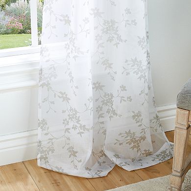 Martha Stewart Bellefield Floral Sheer Poletop 2 Window Curtain Panels