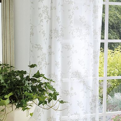 Martha Stewart Bellefield Floral Sheer Poletop 2 Window Curtain Panels