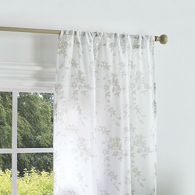 Martha Stewart Bellefield Floral Sheer Poletop 2 Window Curtain Panels