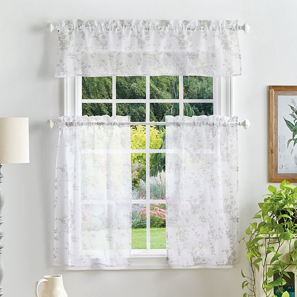 Martha Stewart Bellefield Floral Rod Pocket Tier And Valance Window Curtain Panels 3119