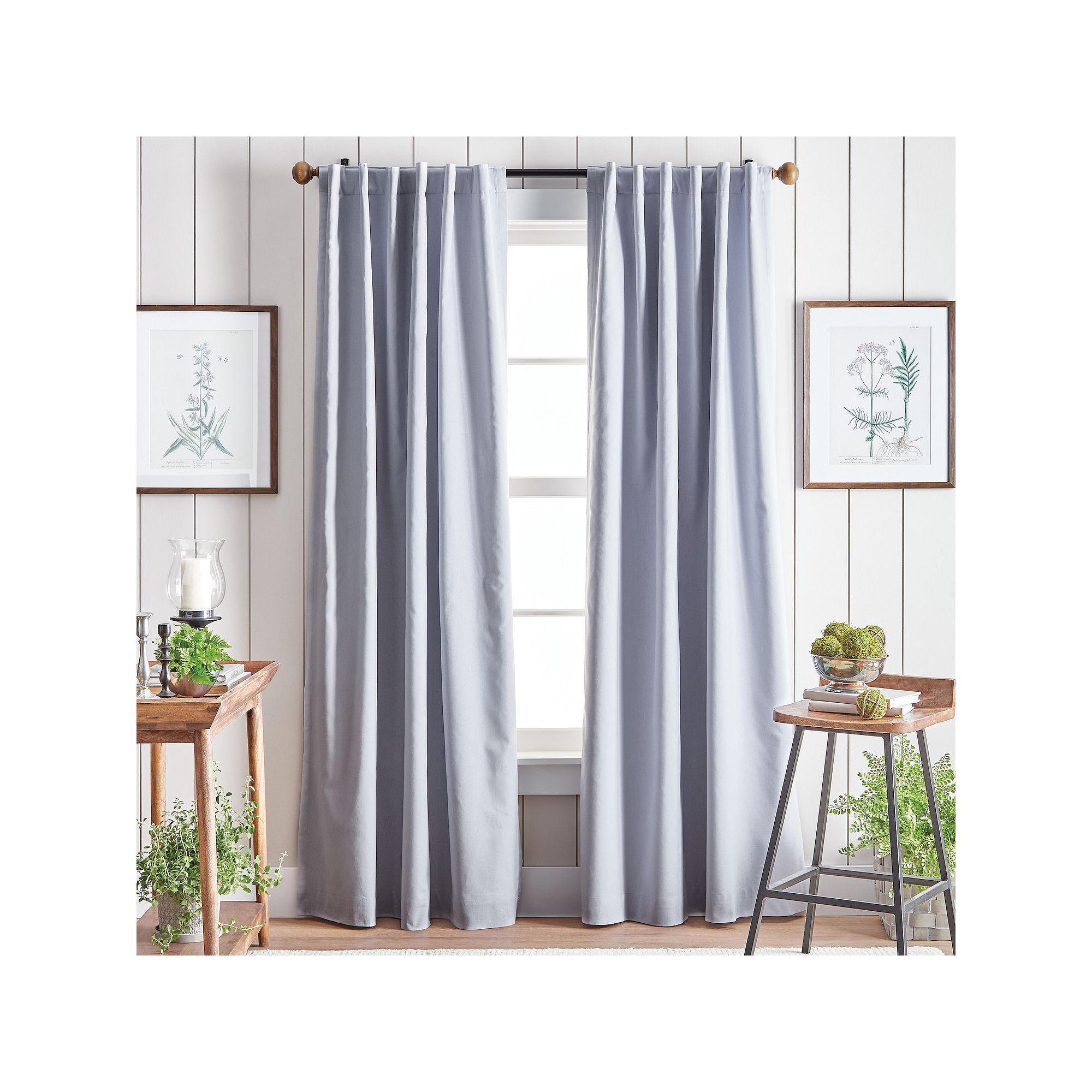 Martha Stewart Lido Backtab 2 Window Curtain Panels, Gray