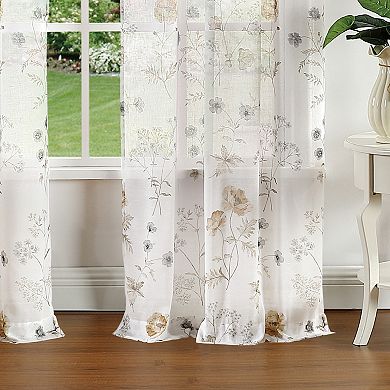 Martha Stewart Martha's Garden Print Poletop 2 Window Curtain Panels