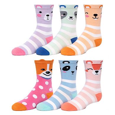 Girls SO® 6-Pack Patterned Crew Socks