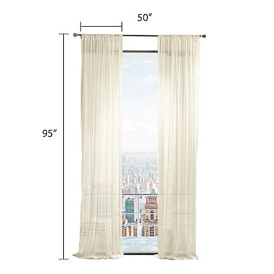 Martha Stewart Glacier Sheer Poletop 2 Window Curtain Panels