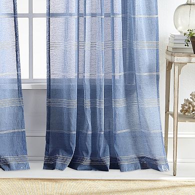 Martha Stewart Delicate Stripe Poletop Top 2 Window Curtain Panels