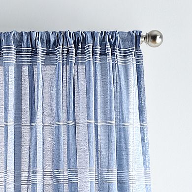 Martha Stewart Delicate Stripe Poletop Top 2 Window Curtain Panels