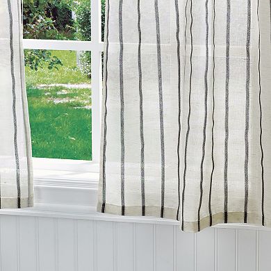 Martha Stewart Laguna Stripe Tie Tab Tier & Valance Window Curtain Panels