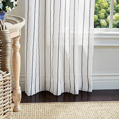 Martha Stewart Laguna Stripe Tie Tab 2 Window Curtain Panels