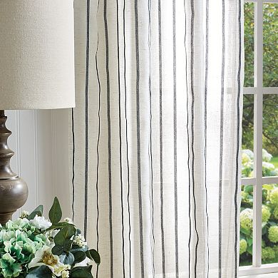 Martha Stewart Laguna Stripe Tie Tab 2 Window Curtain Panels